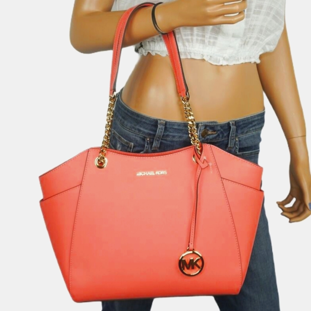 Michael Kors Jet Set Large Saffiano Tote Bag Grapefruit